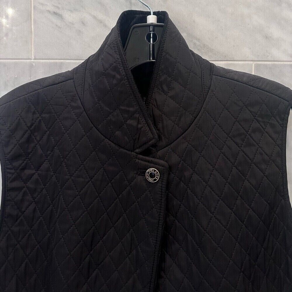 Talbots Womens Black Quilted Button Down Vest Jacket Size Medium - Picture 4 of 10